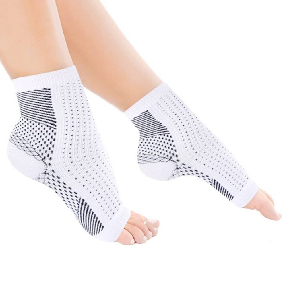 Bluelans Plantar Fasciitis Relief Socks (1 Pair) for Women & Men, Best Compression Sleeves for All Day Wear with Foot/Arch Pain Relief White Black L/XL