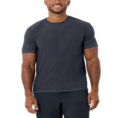 INTO THE AM Athletic Workout Shirts for Men Fitted Gym Sports Running Fitness Dry Fit Plain Tees (Navy, 3X-Large)