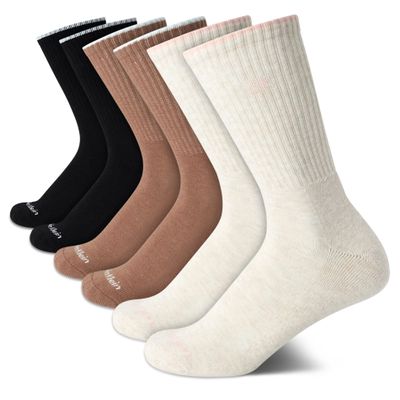 Calvin Klein Women's Socks - Cushion Athletic Crew Socks (6 Pack), Size 4-10, Oatmeal Heather Assorted
