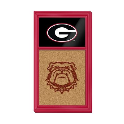 The Fan-Brand NCAA Georgia Bulldogs - Dual Logo - Red Frame/Black - Cork Note Board - Sports Team Bar Sign Dcor: Home, Dorm, Garage, Office, Fan Cave