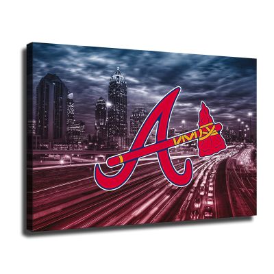 Atlanta Braves Baseball Poster Sports Canvas Wall Art Pattern Print Artwork Decor Home Decor Painting (No Framed,16x24inch)