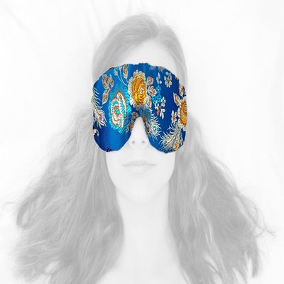 Candi Andi Handmade Weighted Sleep Eye Mask Yoga Pillow - Flax Seed Fill - Unscented - Floral Turquoise - TEMF-FT