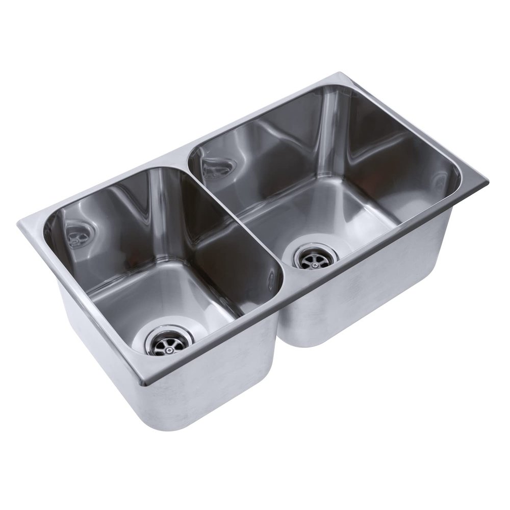 AMBASSADOR MARINE GRADE Double Rectangle 304 Stainless Steel Sink, Boat Sink/RV Sink, Galley/Kitchen Sink, for boat/camper sink- Ultra-Mirror Finish, 23-1/4" x 13-1/4" x 8"Deep (S54-1823-UM-W)