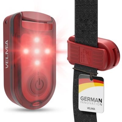 VELMIA Running Light for Runners (2 Pack) for Maximum Safety Through Visibility I Clip On Strobe & Reflective Gear - Dogs, Walking, Bike Taillight, Stroller