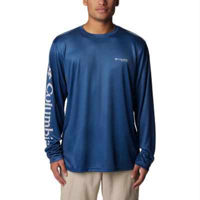 Columbia Men's Terminal Tackle PFG Carey Chen Long Sleeve, Carbon/Cool Grey Rainbow Trout, X-Small