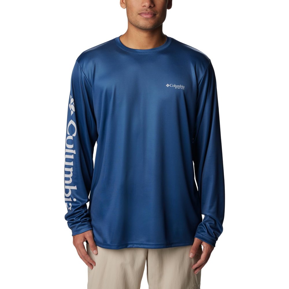 Columbia Men's Terminal Tackle PFG Carey Chen Long Sleeve, Carbon/Cool Grey Rainbow Trout, X-Small