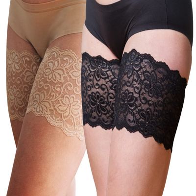 Bandelettes Patented Anti-Chafing Thigh Bands. Beige.Black Dolce Size D