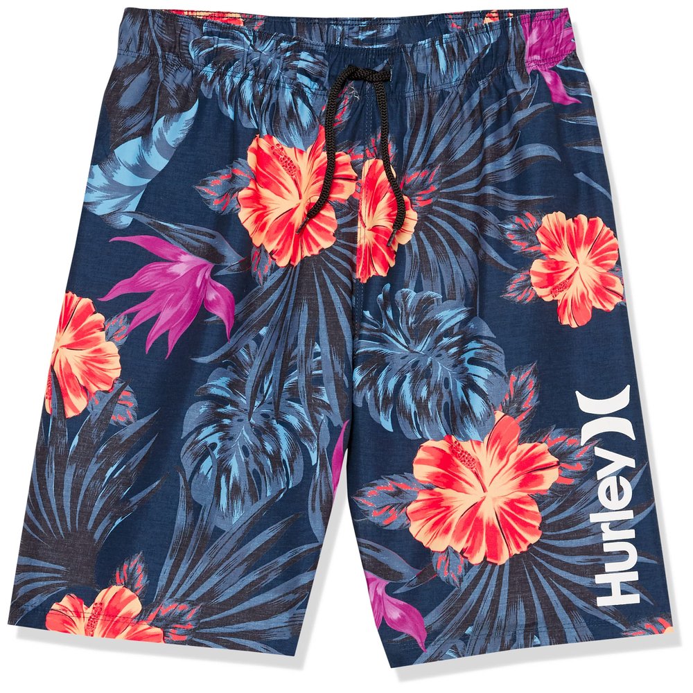 Hurley Boys Pull On Swim Trunks, Blue/Orange Floral, L