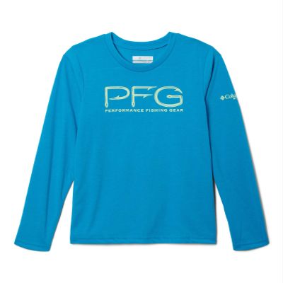 Columbia Youth Boys PFG Long Sleeve Graphic Tee, Pool/Key West PFG Hooks, XX-Small