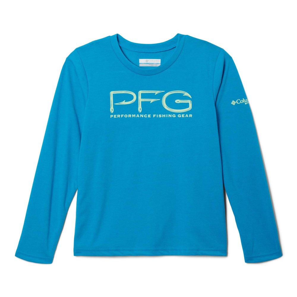 Columbia Youth Boys PFG Long Sleeve Graphic Tee, Pool/Key West PFG Hooks, XX-Small