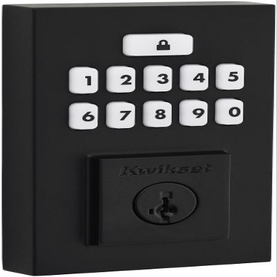 Kwikset 9260CNT-514S Contemporary SmartCode Keypad Electronic Deadbolt SmartKey Matte Black Finish