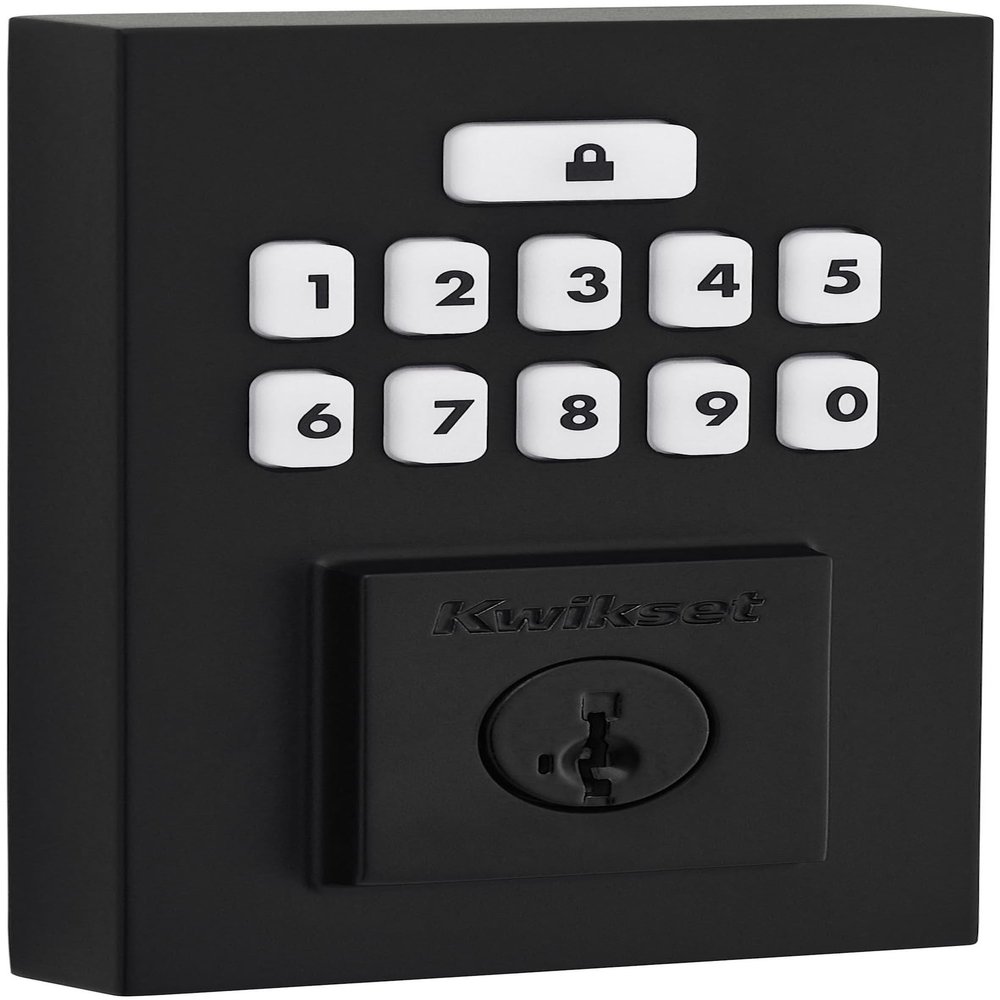 Kwikset 9260CNT-514S Contemporary SmartCode Keypad Electronic Deadbolt SmartKey Matte Black Finish