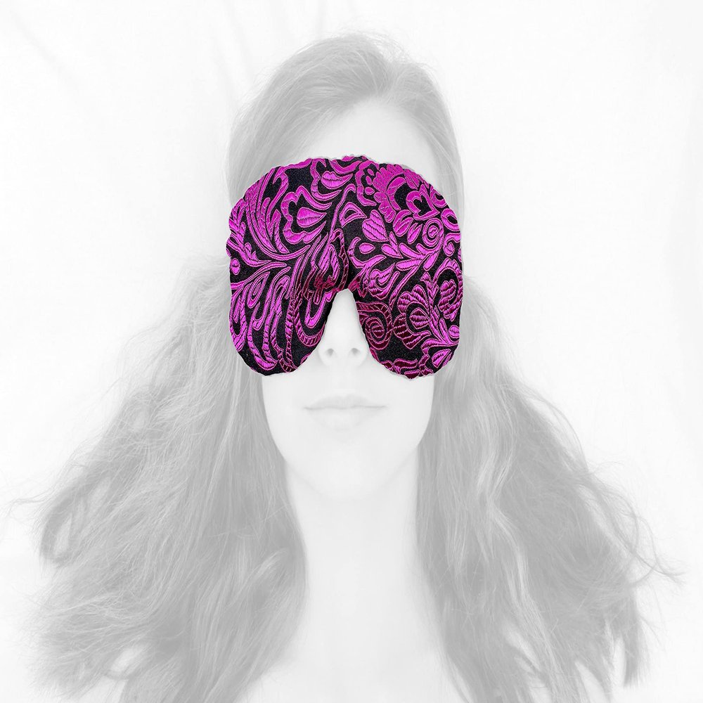 Candi Andi Handmade Weighted Sleep Eye Mask Yoga Pillow - Flax Seed Fill - Unscented - Magenta Doodle - TEMF-MD