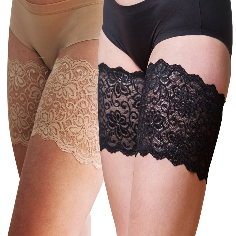 Bandelettes Patented Anti-Chafing Thigh Bands. Beige.Black Dolce Size A