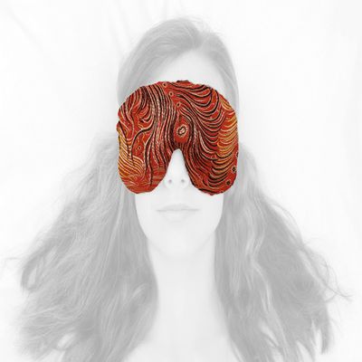 Candi Andi Handmade Weighted Sleep Eye Mask Yoga Pillow - Flax Seed Fill - Unscented - Peacock Red - TEMF-PR