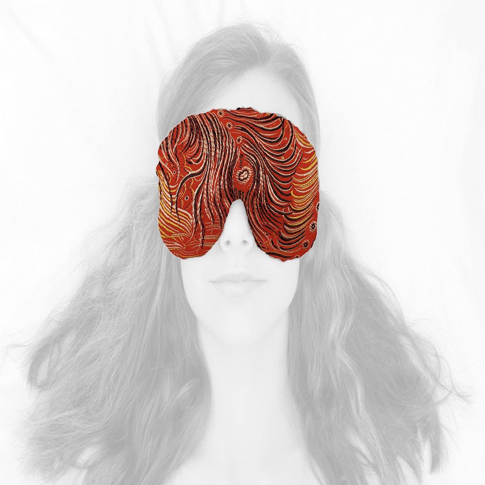 Candi Andi Handmade Weighted Sleep Eye Mask Yoga Pillow - Flax Seed Fill - Unscented - Peacock Red - TEMF-PR