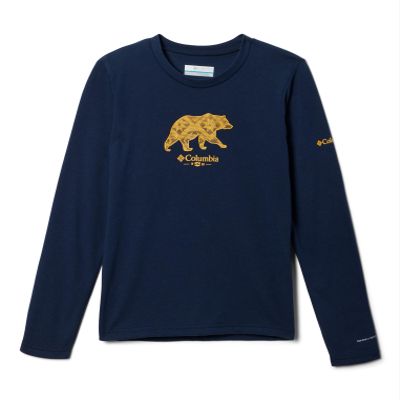 Columbia Youth Boys La Poudre Pass Long Sleeve Tee, Collegiate Navy/Bearly-Checkered Peaks, X-Small
