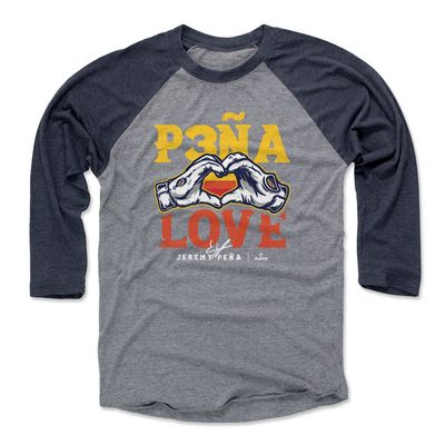 500 LEVEL Jeremy Pena 3/4 Sleeve T-Shirt (Baseball Tee, X-Large, Navy/Heather Gray) - Jeremy Pena Houston Pena Love WHT