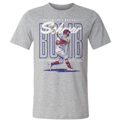 500 LEVEL Kyle Schwarber Shirt (Cotton, XX-Large, Heather Gray) - Kyle Schwarber Philadelphia Schwarbomb WHT