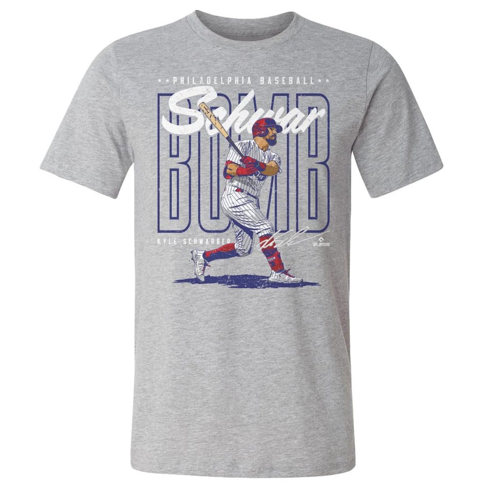 500 LEVEL Kyle Schwarber Shirt (Cotton, XX-Large, Heather Gray) - Kyle Schwarber Philadelphia Schwarbomb WHT