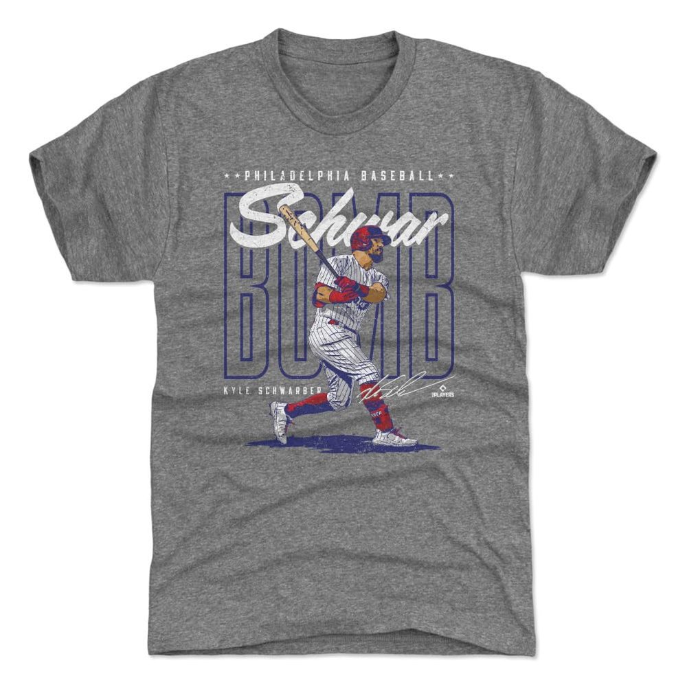 500 LEVEL Kyle Schwarber T-Shirt (Premium Men's T-Shirt, XXX-Large, Tri Gray) - Kyle Schwarber Philadelphia Schwarbomb WHT