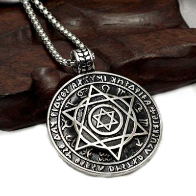 Mens Jewish Hexagram for Star of David Pendant Necklace Stainless Steel Chain 24"