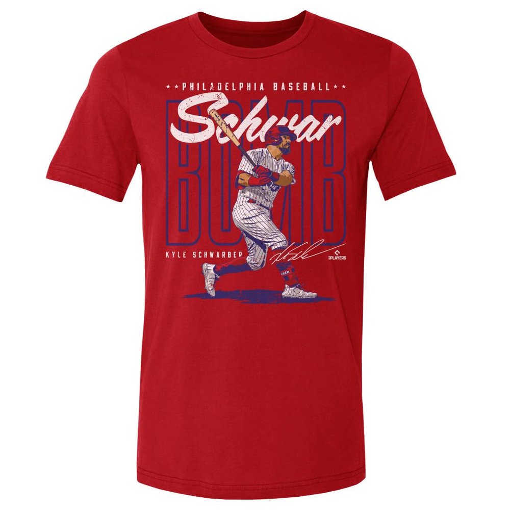 500 LEVEL Kyle Schwarber Shirt (Cotton, XXX-Large, Red) - Kyle Schwarber Philadelphia Schwarbomb WHT