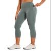CRZ YOGA Butterluxe Workout Capri Leggings Pockets 21" - High Waisted Gym Athletic Womens Crop Yoga Grey Sage X-Large view 1