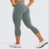 CRZ YOGA Butterluxe Workout Capri Leggings Pockets 21" - High Waisted Gym Athletic Womens Crop Yoga Grey Sage X-Large view 2