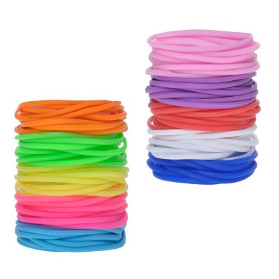 Muka 100 Pieces Jelly Bracelets for Adult Mixed Colors Silicone Wristband Hair Ties