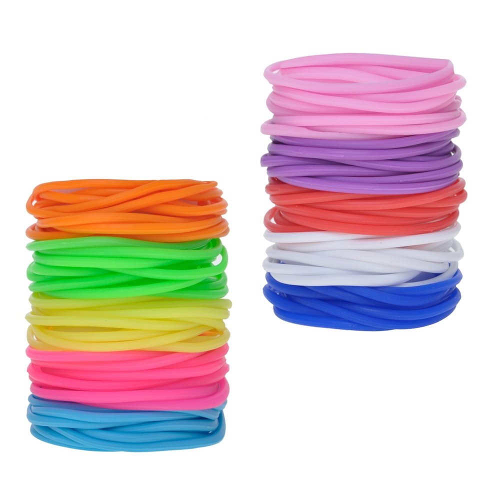Muka 100 Pieces Jelly Bracelets for Adult Mixed Colors Silicone Wristband Hair Ties