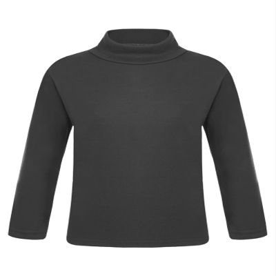 Yhong Kids Boys Girls Turtleneck Thermal Underwear Tops Basic Solid Color Long Sleeves Cotton T-Shirts Undershirts Black 3-4 Years