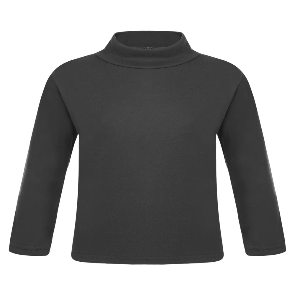 Yhong Kids Boys Girls Turtleneck Thermal Underwear Tops Basic Solid Color Long Sleeves Cotton T-Shirts Undershirts Black 3-4 Years
