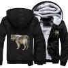 Wolf Fleece Hoodies for Men Thick Heavyweight Hooded Sweatshirt Full Zip Warm Lining Coat view 3