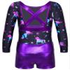 HULIJA Leotards for Girls Gymnastics with Shorts Activewear Shiny Metallic Criss-Cross Biketards Purple 12 Years view 3