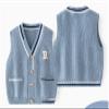 warmstraw Toddler Boys Girl's Sweater Vest Knit Casual Top Comfort Soft V neck Cardigan Vests Blue 6-12 Months view 2
