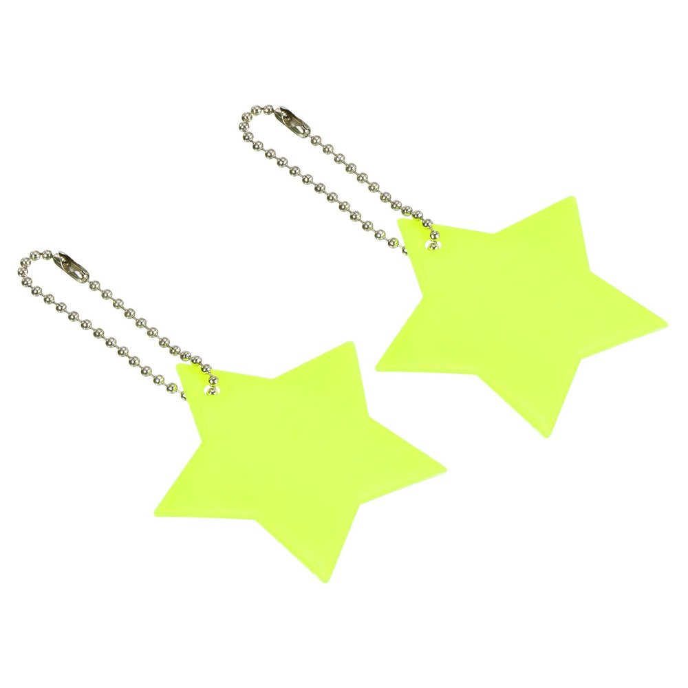 PATIKIL Safety Reflector, 2 Pack Star Pendant PVC Reflective Gear Keychain for Backpack Bag Jacket, Fluorescent Yellow