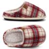 COFACE Mens Red Flano Plaid Cozy Memory Foam scuff Slippers Slip On Warm House Shoes Indoor/Outdoor With Best Arch Support Size 15 view 1