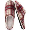 COFACE Mens Red Flano Plaid Cozy Memory Foam scuff Slippers Slip On Warm House Shoes Indoor/Outdoor With Best Arch Support Size 15 view 3