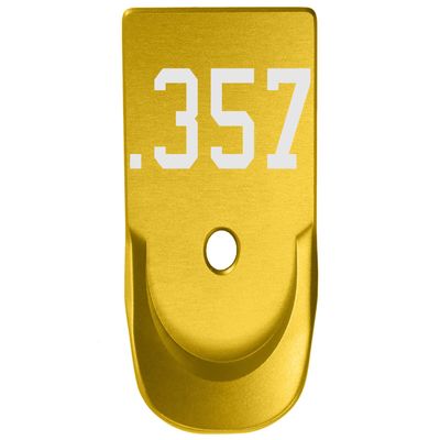 NDZ Performance Magazine Base Plate Finger Extension for Glock Gen 1-5 9MM .40 .357 SIG Laser Engraved Anodized Aluminum in Gold - .357 Caliber