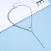Andelaisi Boho Circle Y Lariat Necklace Silver Long Lariat Y Necklace Tiny Ball Bead Pendant Necklace Vintage Layered Cuban Chain Necklace Jewelry for Women view 3