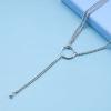 Andelaisi Boho Circle Y Lariat Necklace Silver Long Lariat Y Necklace Tiny Ball Bead Pendant Necklace Vintage Layered Cuban Chain Necklace Jewelry for Women view 4