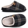 COFACE Mens Black Flano Plaid Cozy Memory Foam scuff Slippers Slip On Warm House Shoes Indoor/Outdoor With Best Arch Support Size 15 view 1