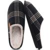 COFACE Mens Black Flano Plaid Cozy Memory Foam scuff Slippers Slip On Warm House Shoes Indoor/Outdoor With Best Arch Support Size 15 view 3