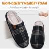 COFACE Mens Black Flano Plaid Cozy Memory Foam scuff Slippers Slip On Warm House Shoes Indoor/Outdoor With Best Arch Support Size 15 view 4