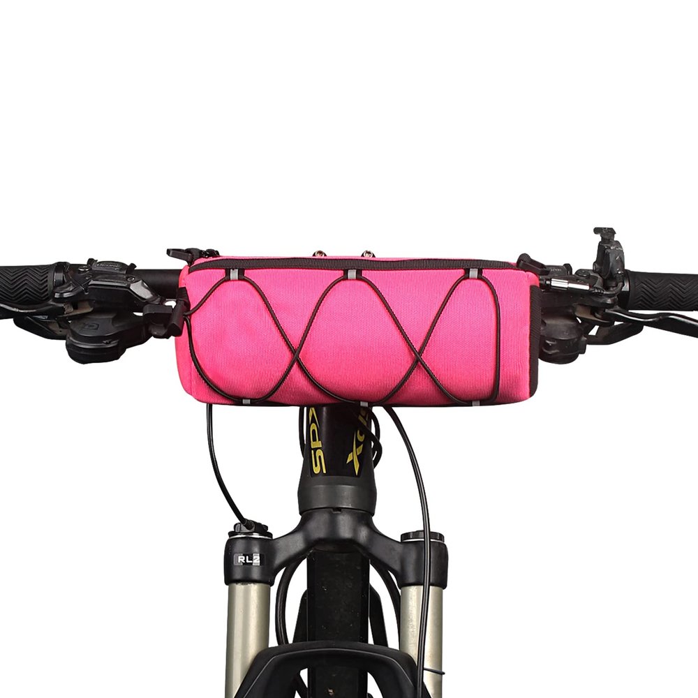 KOSIBATE Bike Handlebar Bag - Bicycle Front Bag with Shoulder Strap, Mountain & Road Bike Accessory, Pink