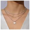 Andelaisi Boho Layered Disc Coin Choker Necklace Silver Pearl Necklace Choker Vintage Station Pearl Necklace Multilayer Coin Pendant Necklace Jewelry for Women view 2