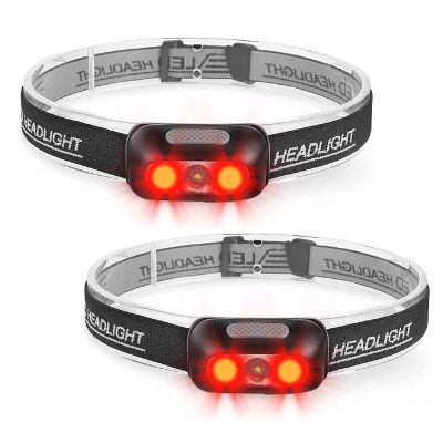 500 Lumen Rechargeable Headlamp (2 Pack), 5 Modes with Red Light Head Lamp, IP54 Water-Resistant Adjustable Strap Head Light for Adult Running, Camping, Cycling