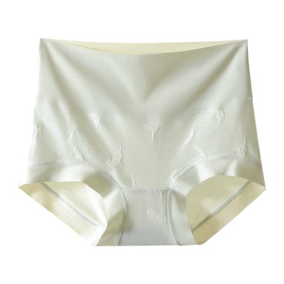 3PCS Women Underwear Plus Size High-Rise Panties Solid Cotton Breathable Abdomen Hip-Lifting Briefs Mom Lingerie Underwear (Color : Bean Green, Size : M(40-60KG))