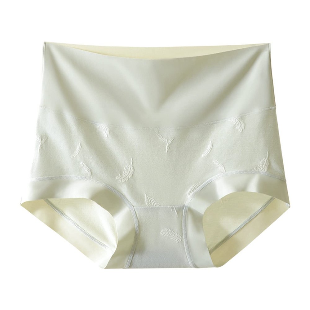3PCS Women Underwear Plus Size High-Rise Panties Solid Cotton Breathable Abdomen Hip-Lifting Briefs Mom Lingerie Underwear (Color : Bean Green, Size : M(40-60KG))